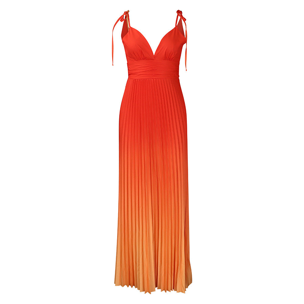 Sexy Strapless Backless Tie-up Ombre Long Dress Formal Dress