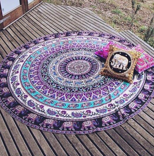 Elephant Totem Round Beach Towel