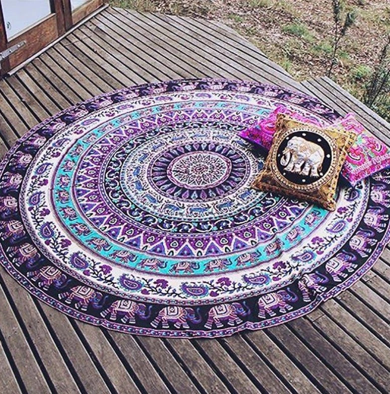 Elephant Totem Round Beach Towel
