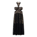 Lace Embroidered Silk Lace Tulle Backless French Halter Dress Women Summer Vacation Lightweight Dress