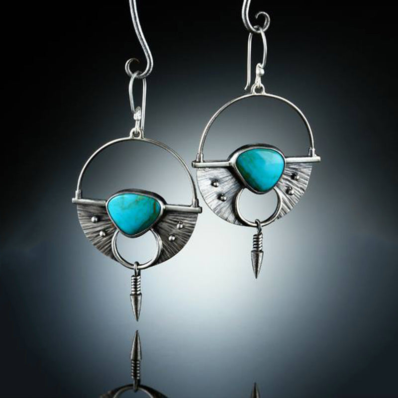 Turquoise Retro Long Earrings Female Earrings