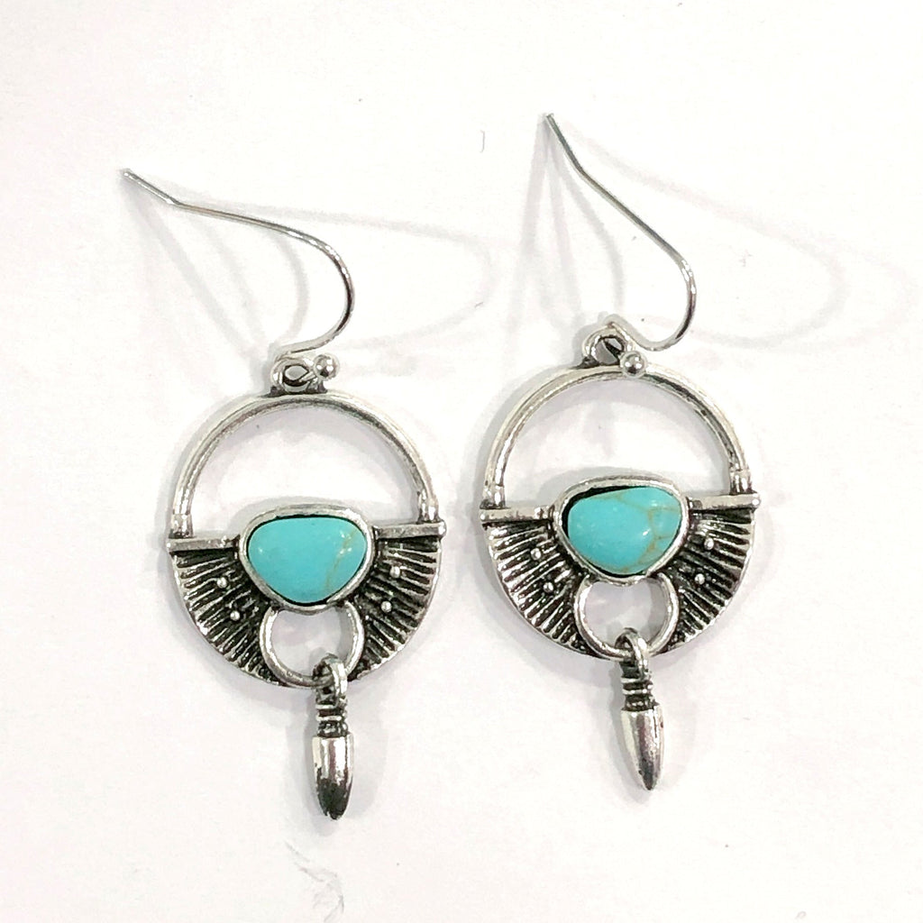 Turquoise Retro Long Earrings Female Earrings