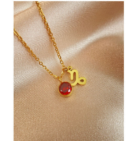 Fashion Zodiac Zodiac 5mm Zircon Pendant Necklace For Women
