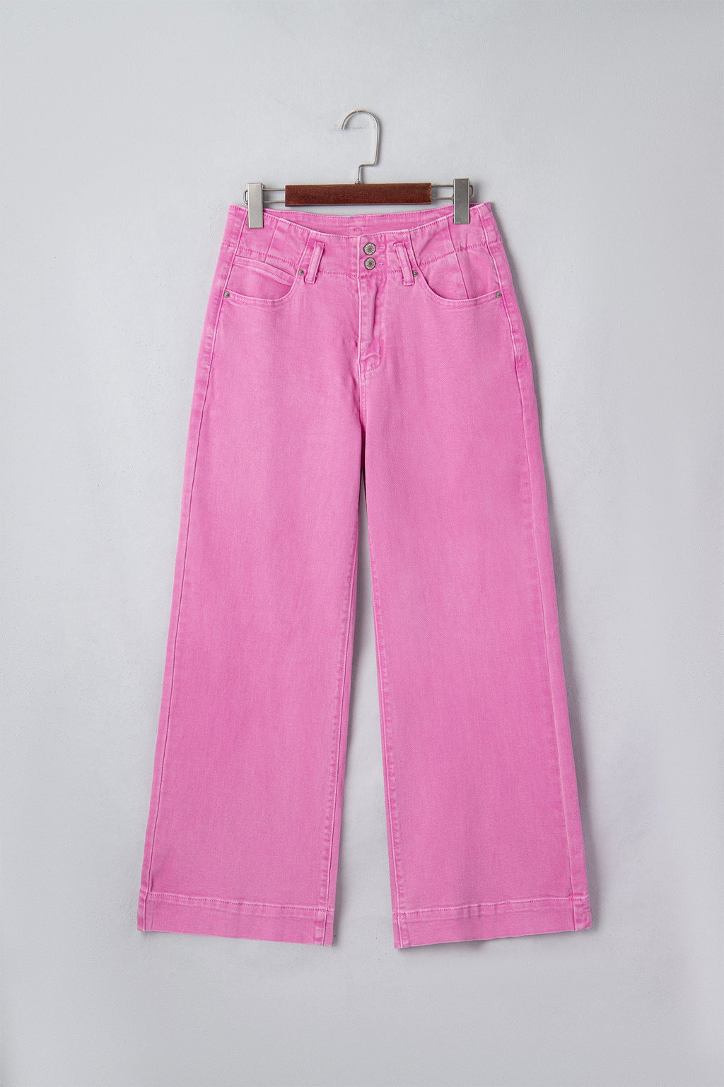Denim 2-Button High Waist Wide Leg Jeans