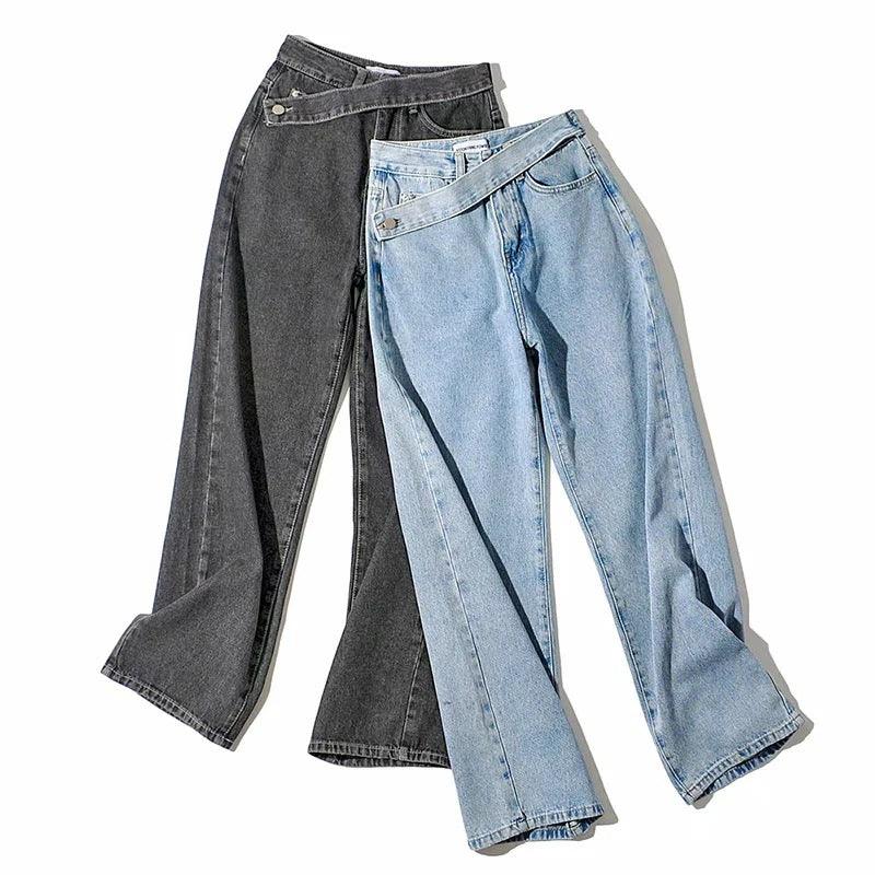 Retro High Waist Straight Wide Leg Jeans