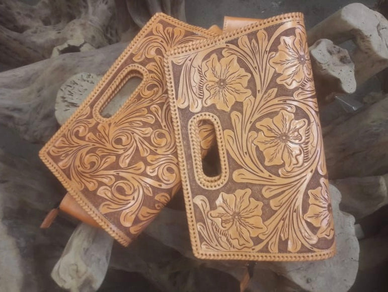 Hand-Tooled Leather Large Clutch Bag "ENVELOPE" by ALLE more Colors