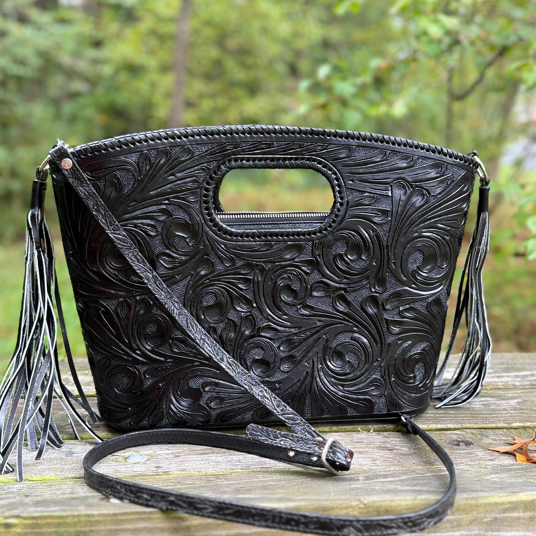 Hand Tooled Leather Tote "TUBO" by ALLE, more Colors