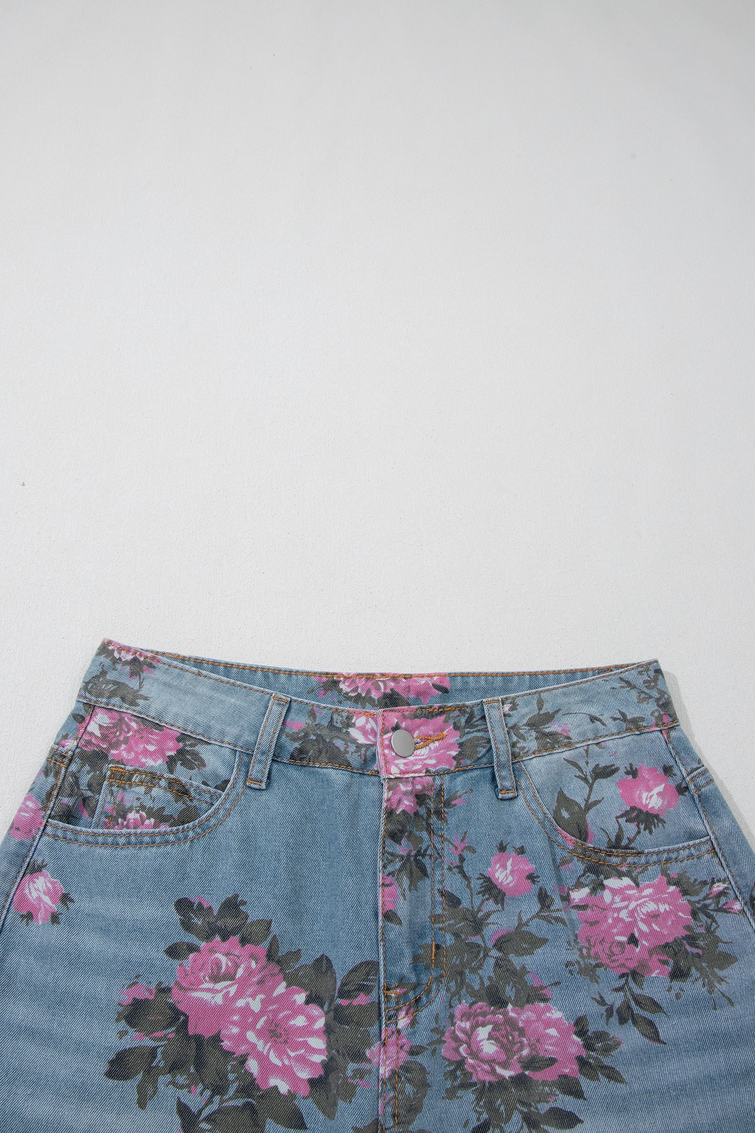Plus Size Floral Ankle Length Loose Jeans