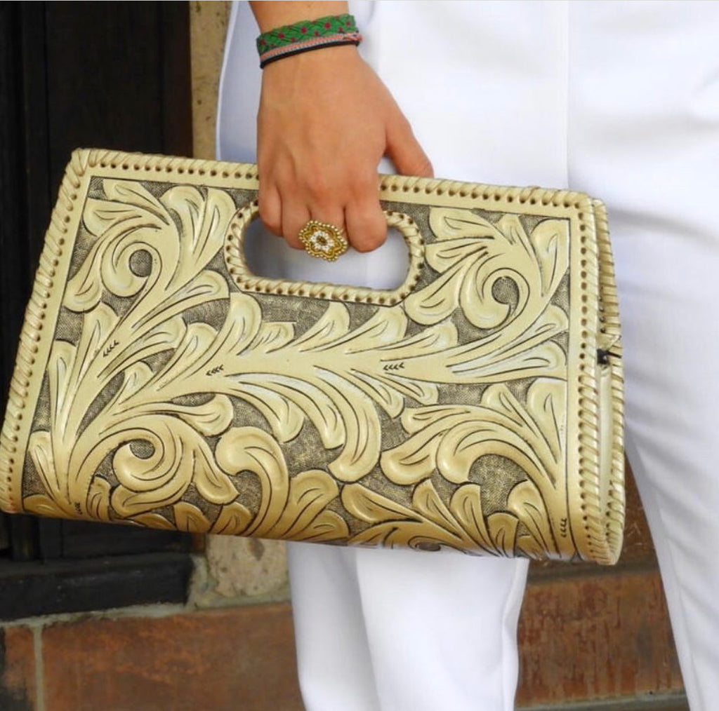 Hand-Tooled Leather Large Clutch Bag "ENVELOPE" by ALLE more Colors