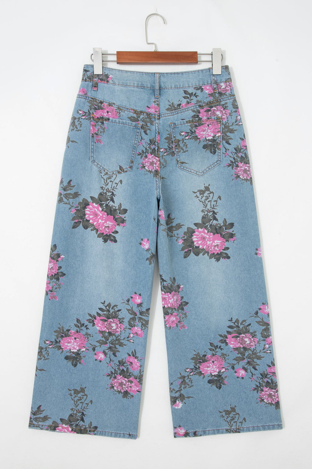 Plus Size Floral Ankle Length Loose Jeans