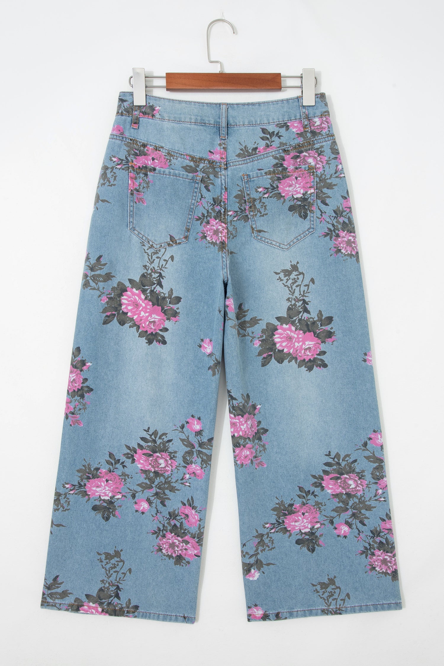 Plus Size Floral Ankle Length Loose Jeans