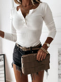 Button Detail Long Sleeve T-Shirt