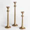 Iron Taper Candle Holder - Set of 3 Decorative Candle Stand - Candlestick Holder for Wedding, Dinning, Party - Antique Brass