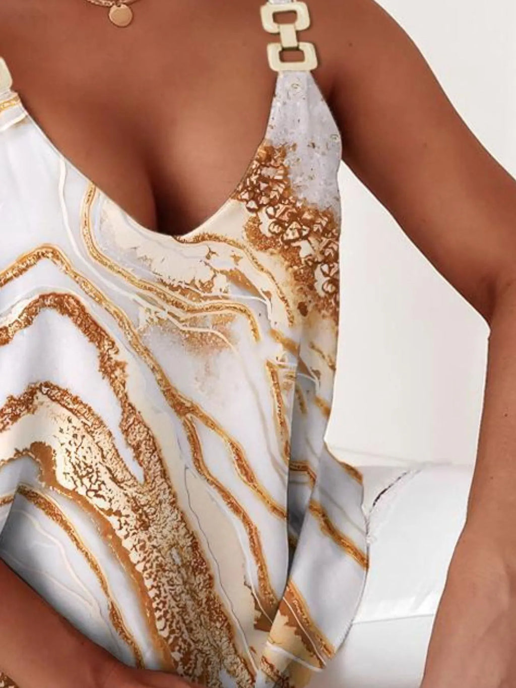 Marble Print Chain Strap Cami Top