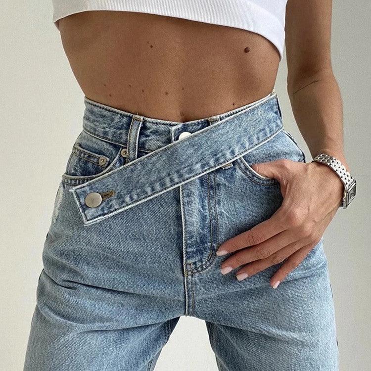 Retro High Waist Straight Wide Leg Jeans