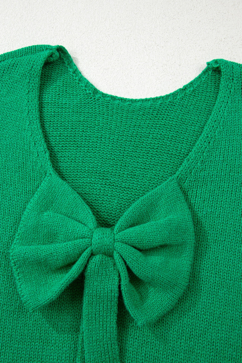 Black Bow Backless Bubble Sleeve Sweater