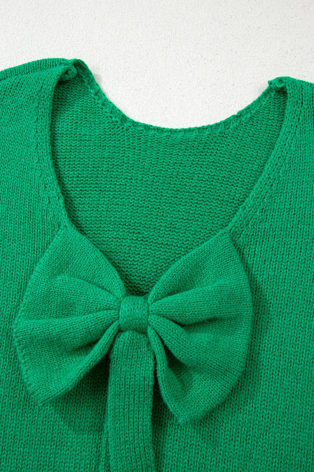 Black Bow Backless Bubble Sleeve Sweater