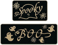 Halloween Kitchen Mat Set of 2, Spooky Spider Web Ghosts Boo Halloween Decor, Halloween Rug for Floor, Indoor Home Decor with Non-Slip Backing,17 x 29 Inch & 17 x 47 Inch