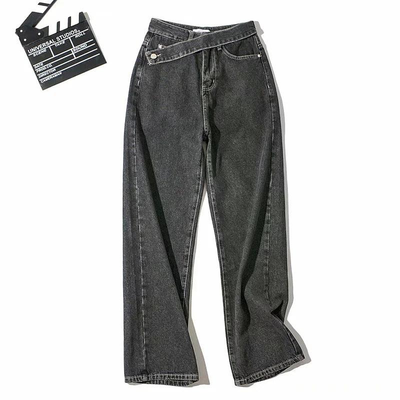 Retro High Waist Straight Wide Leg Jeans