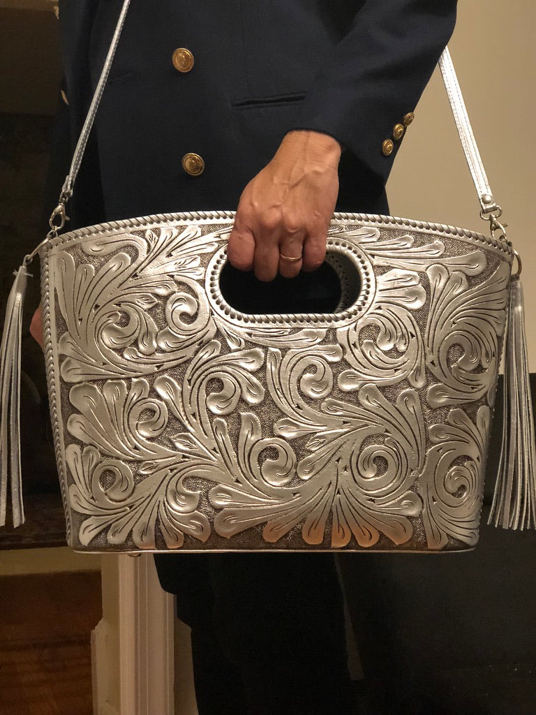 Hand Tooled Leather Tote "TUBO" by ALLE, more Colors