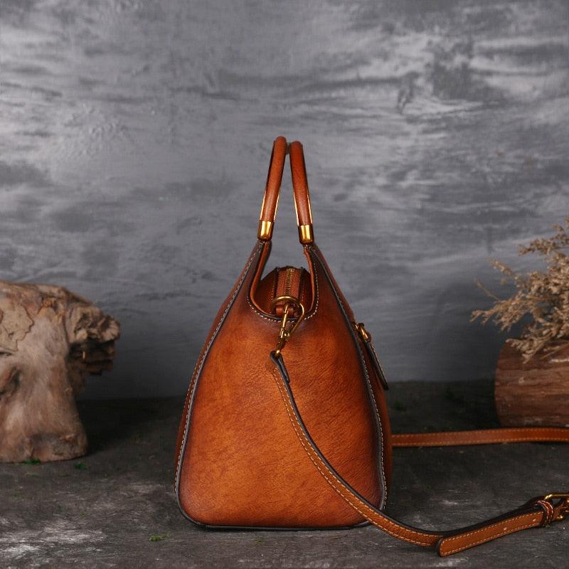 Mandala Embossed Leather Shoulder Bag