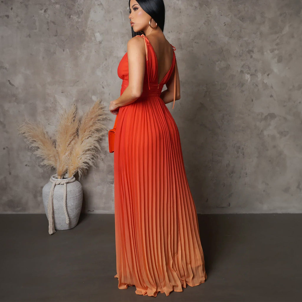 Sexy Strapless Backless Tie-up Ombre Long Dress Formal Dress