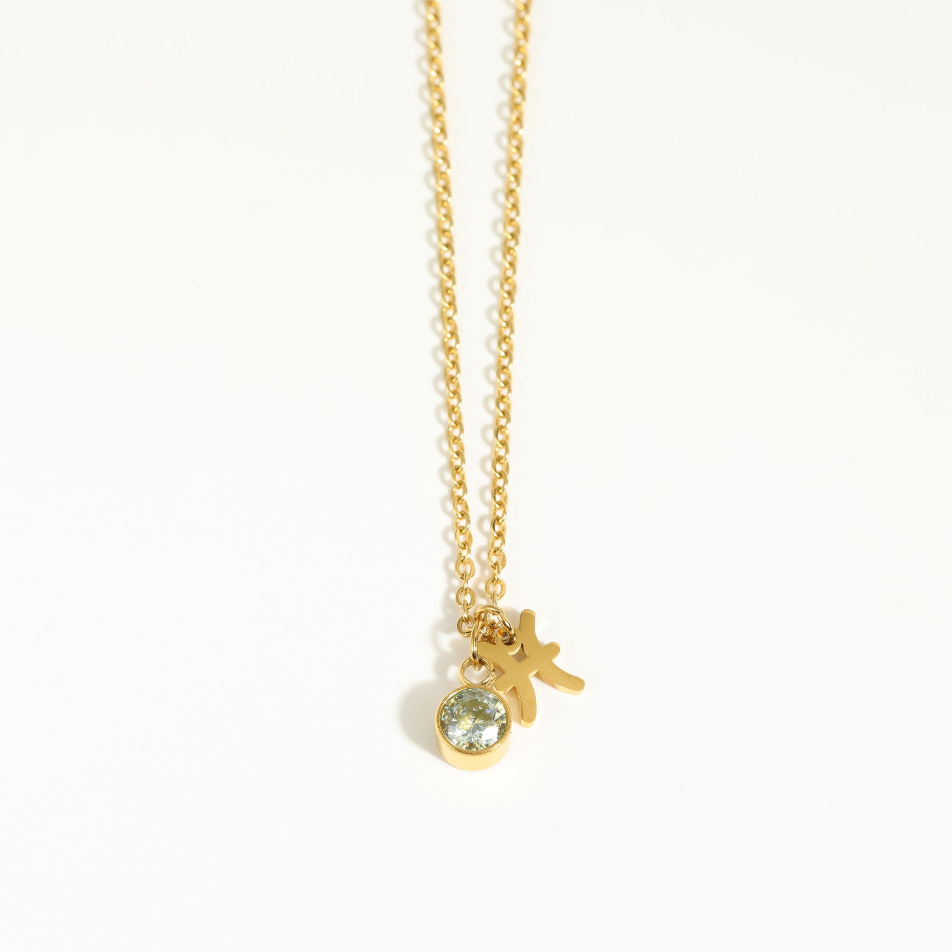 Fashion Zodiac Zodiac 5mm Zircon Pendant Necklace For Women