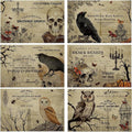 Umigy 6 Pcs Halloween Placemats 12"x18" Gothic Bat Placemats Kitchen Decoration Washable Witch Place Mats Rectangle Skull Table Mats for Halloween Dining Table Accessories(Poster Style)