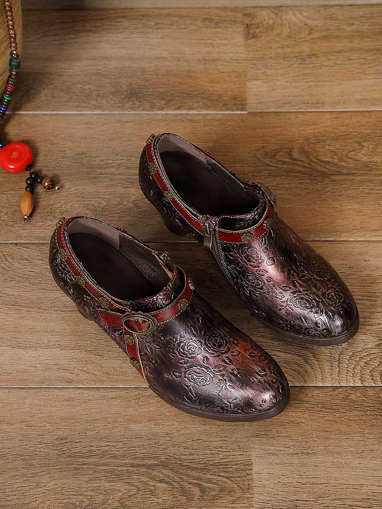 Adalee Retro Floral Embossed Shoes