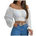 Off Shoulder Cross Tie Long Sleeve Top | Sexy & Trendy Cowgirl Look