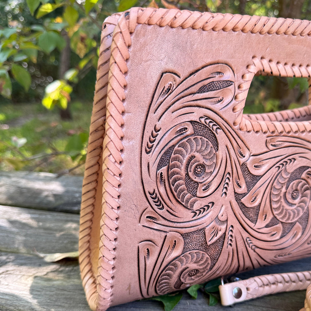 Hand-Tooled Leather Large Clutch & Crossbody, "JENNY" by ALLE