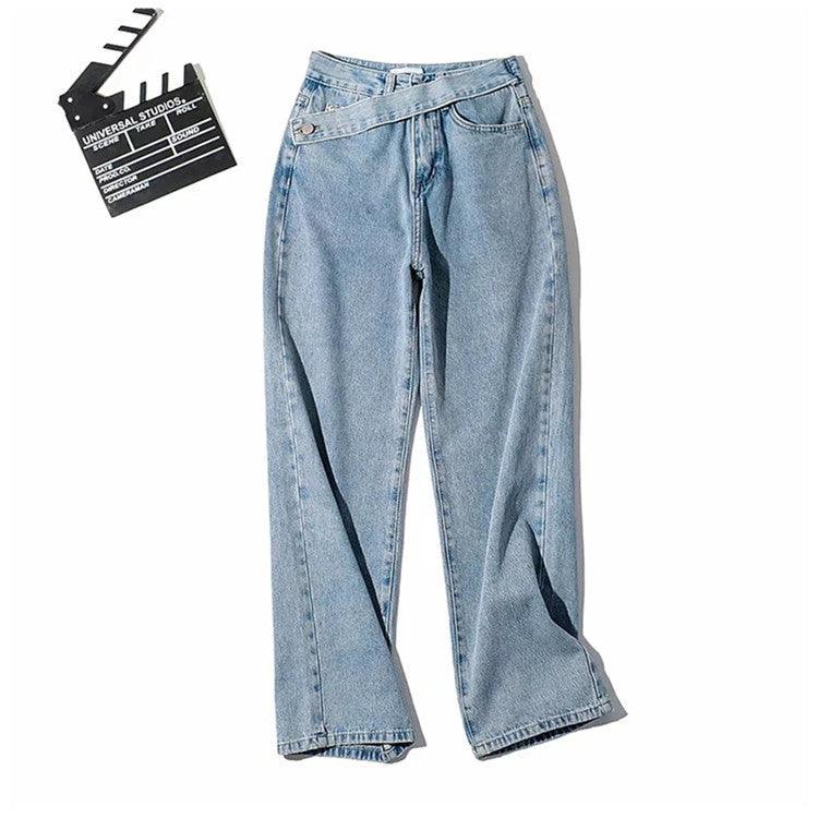 Retro High Waist Straight Wide Leg Jeans