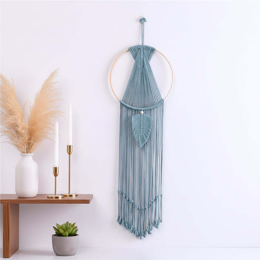 Boho Macrame Wall Hanging – Cotton Woven Tassel Tapestry Room Decor