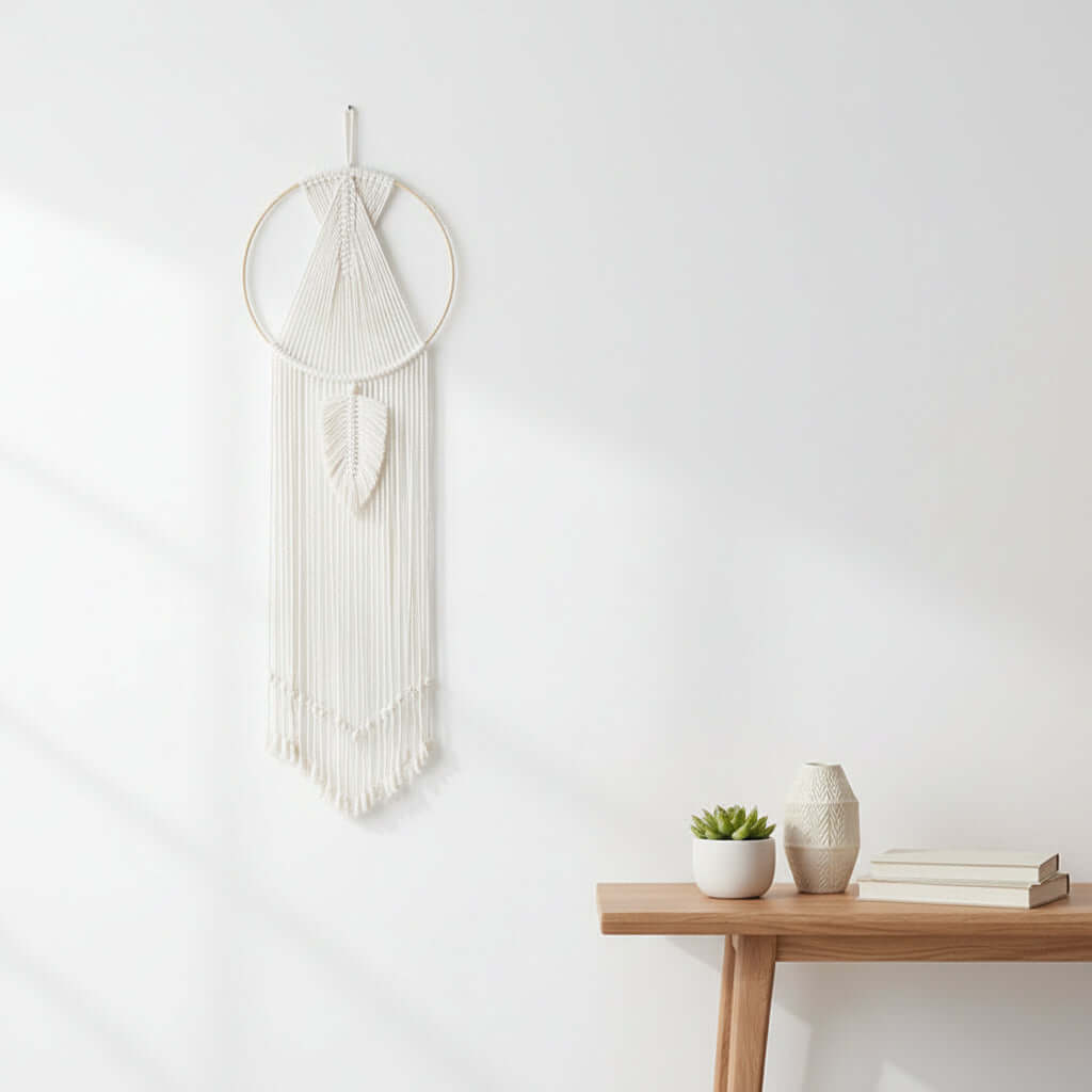 Boho Macrame Wall Hanging – Cotton Woven Tassel Tapestry Room Decor