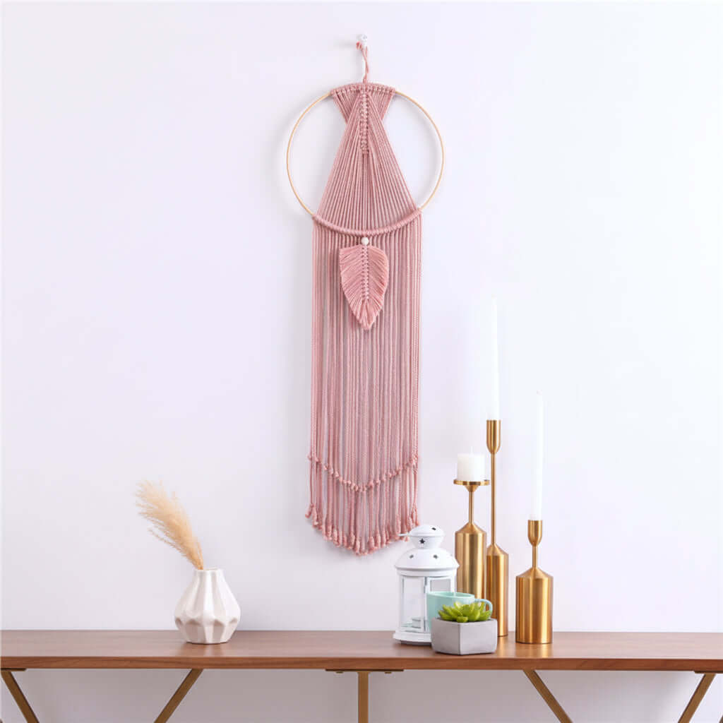 Boho Macrame Wall Hanging – Cotton Woven Tassel Tapestry Room Decor