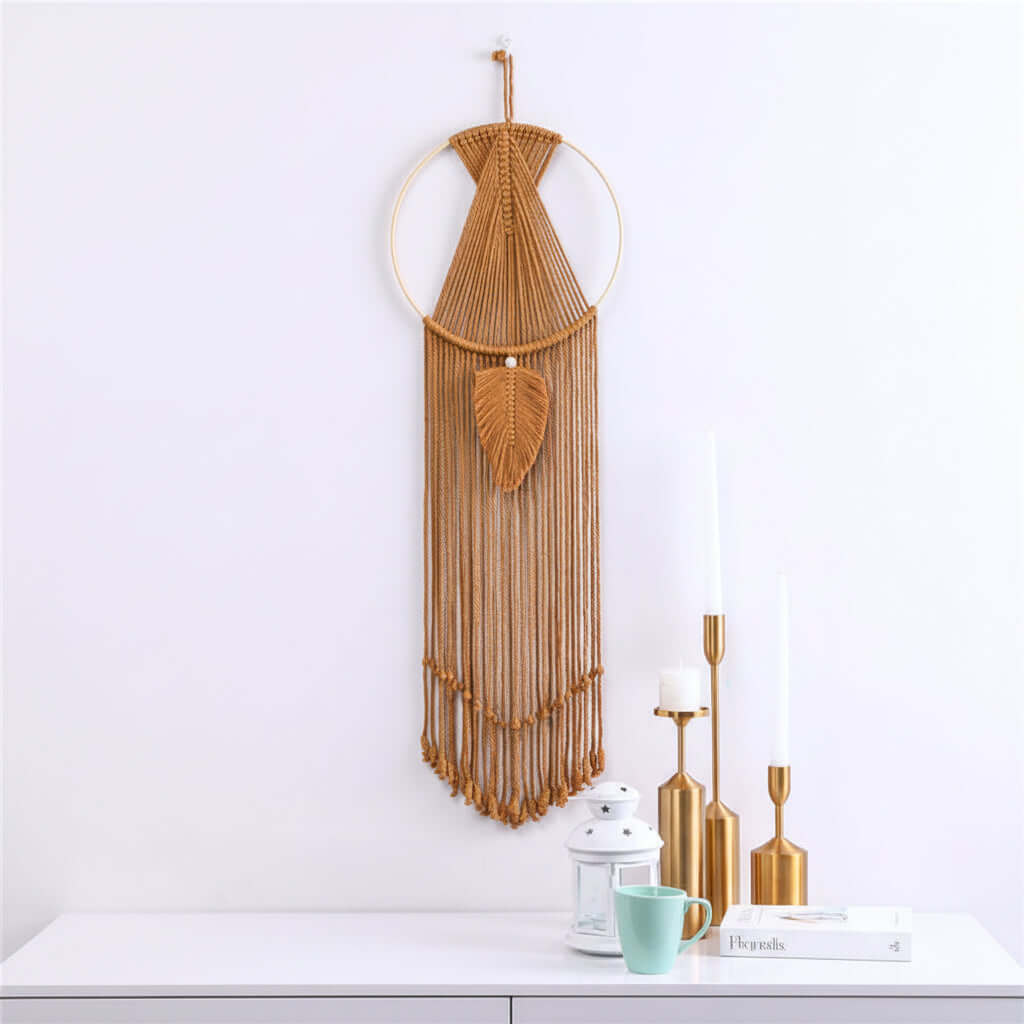 Boho Macrame Wall Hanging – Cotton Woven Tassel Tapestry Room Decor
