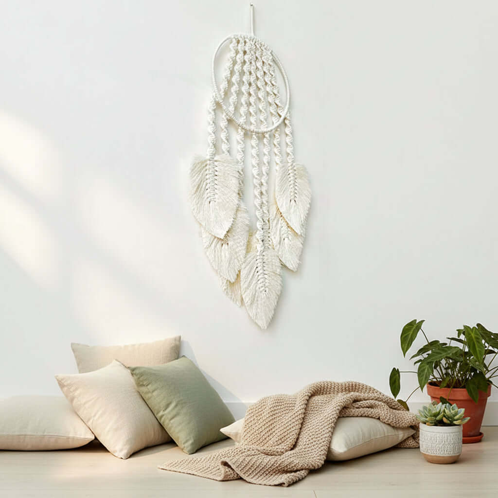 Boho Macrame Wall Hanging – Woven Cotton Tapestry Home Decor