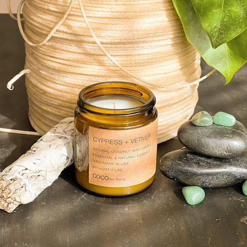 3.5oz Cypress + Vetiver Natural Coconut Apricot Wax Candle