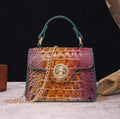 Crocodile Print Leather Handbag | Luxury Handcrafted with Locking Flap