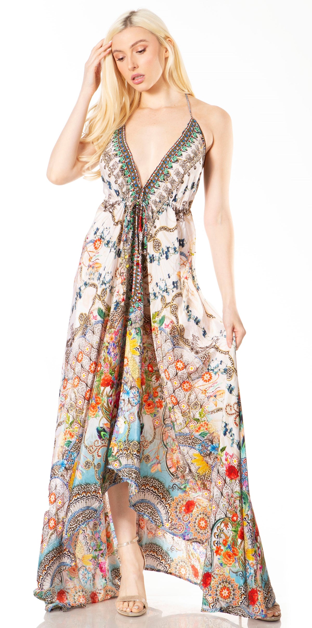 Sakkas Lizi 2 Women's High-Low Halter Maxi Dress for Beach and Vacation Parties
