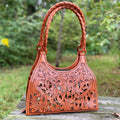 Hand Cut Out Tooling Leather Hobo Bag "LUNA" by ALLE