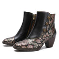 Baylor Retro Handmade Floral Ankle Boots