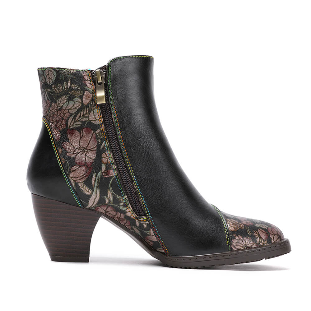 Baylor Retro Handmade Floral Ankle Boots