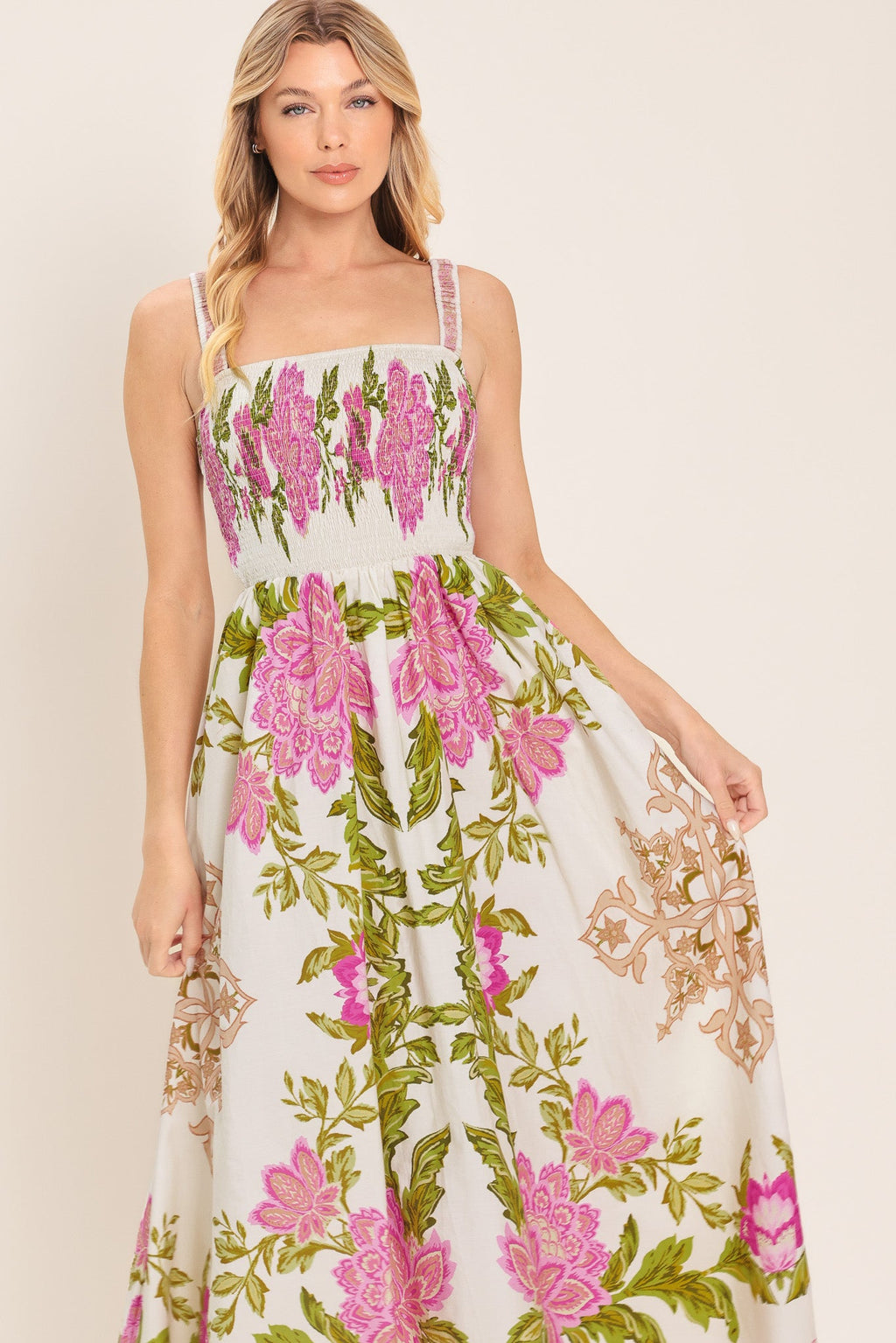 SPRINGTIME IN PARIS WOVEN MIDI DRESS