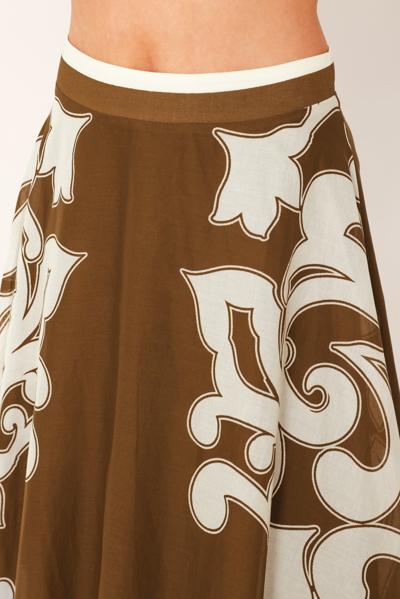 COFFEE CREAM BORDER CIRCLE SKIRT