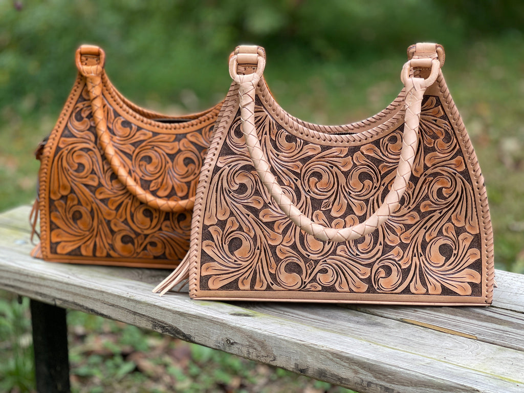 ALLE Hand-Tooled Leather Hobo Bag "LUNA" more Colors