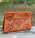 Hand-Tooled Leather Large Clutch & Crossbody, "JENNY" by ALLE