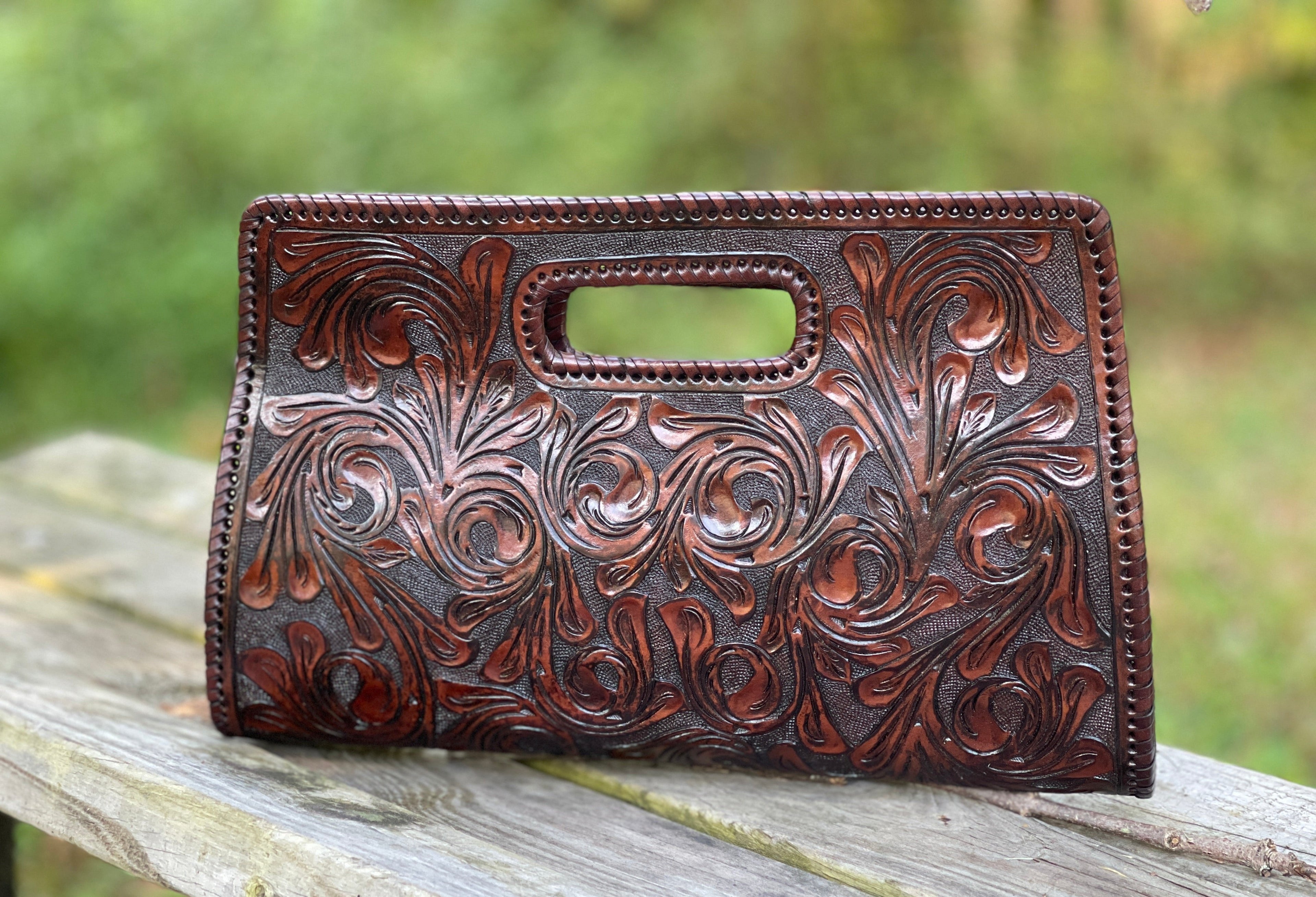 Hand-Tooled Leather Large Clutch Bag "ENVELOPE" by ALLE more Colors