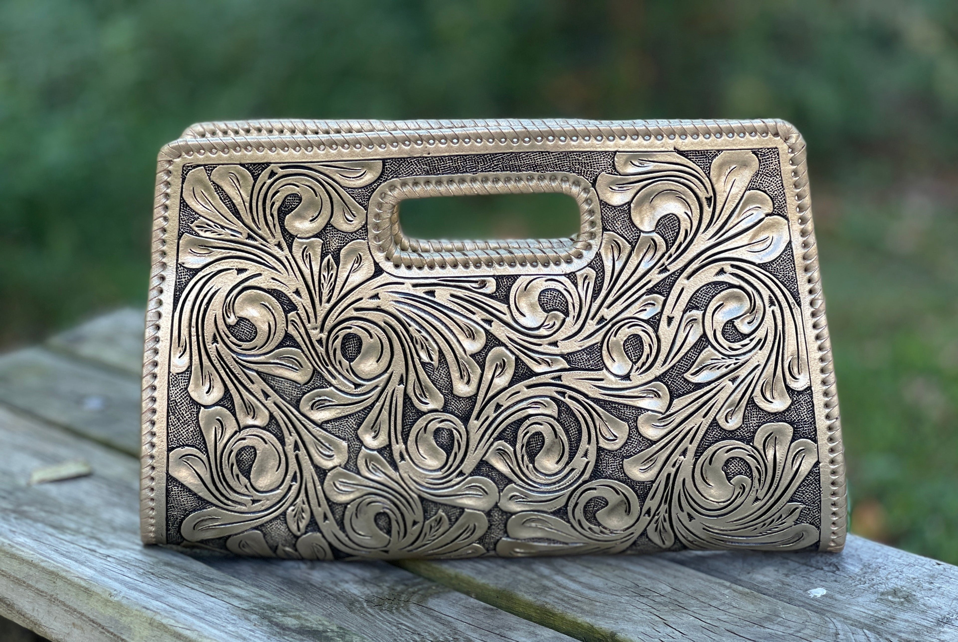 Hand-Tooled Leather Large Clutch Bag "ENVELOPE" by ALLE more Colors
