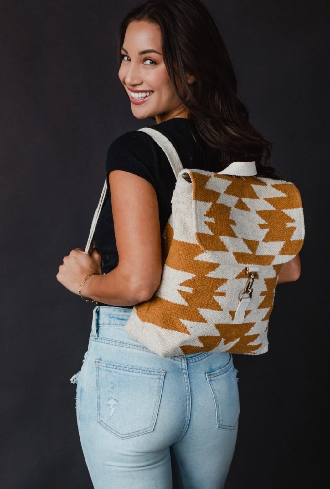 Cream & Camel Aztec Backpack
